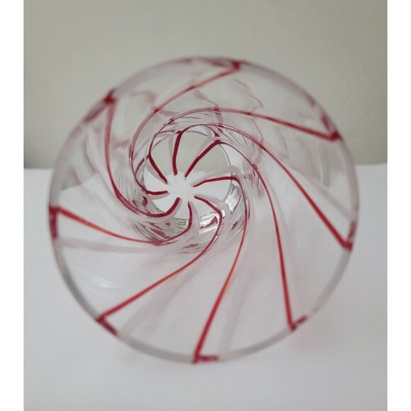 Vtg St Nicholas Square Barware Christmas Peppermint Lane Handblown Glass Tumbler - Picture 4 of 6